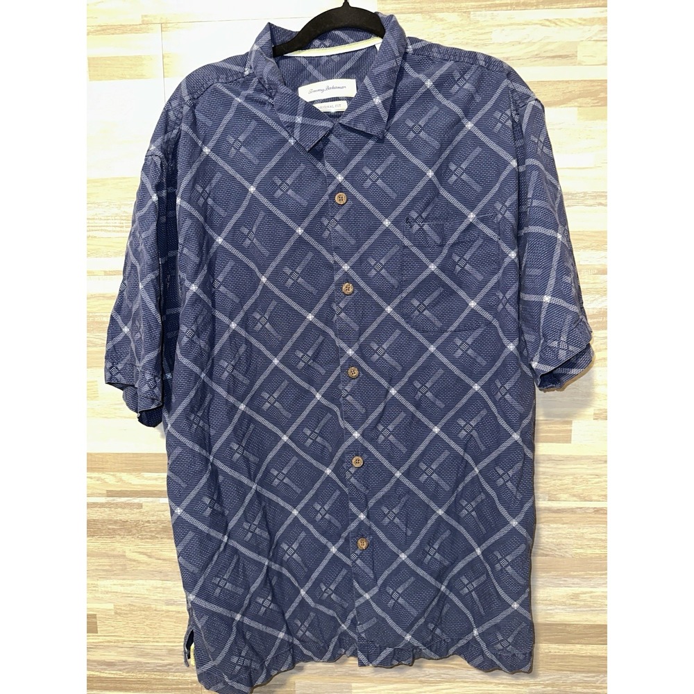 Tommy Bahama Original Fit Button Up  Short Sleeve Blue Multi Size  X Large Blue